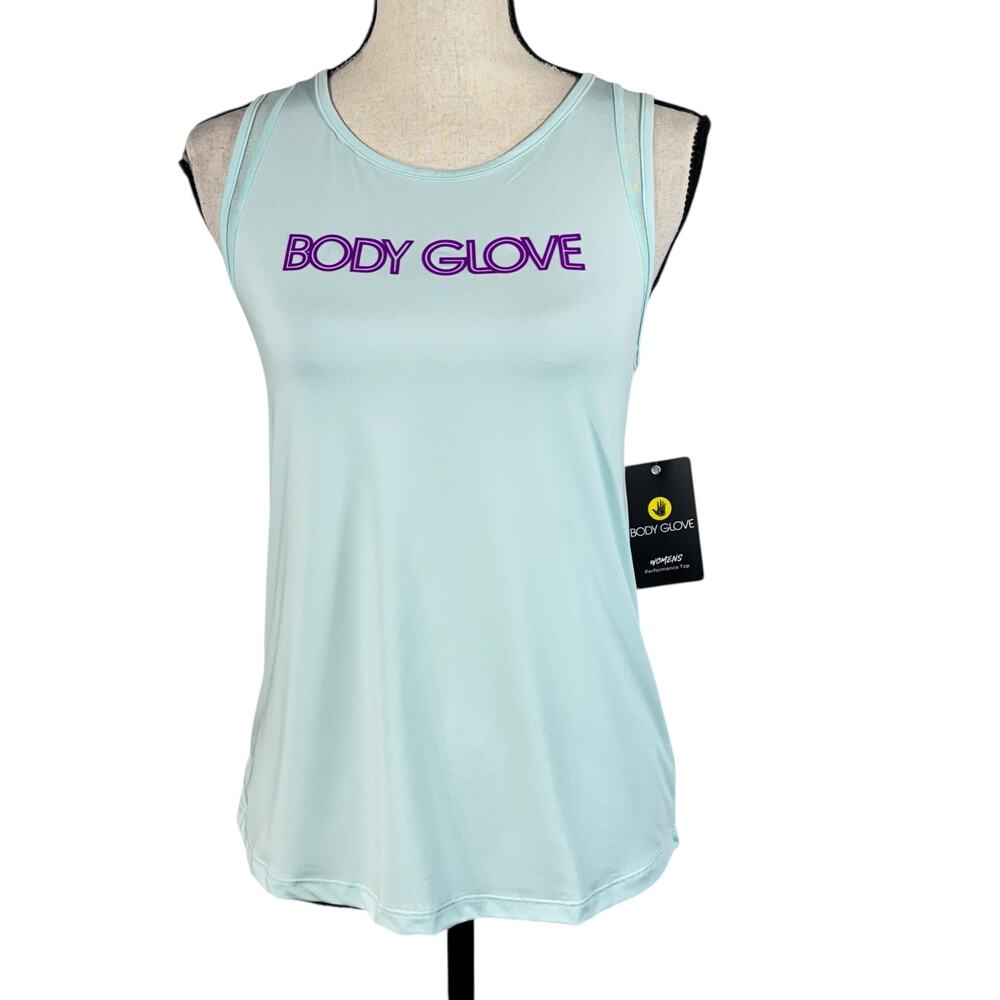 Body Glove Medium Tank Top Sleeveless Lightweight Stretch Keyhole Aqua Blue New